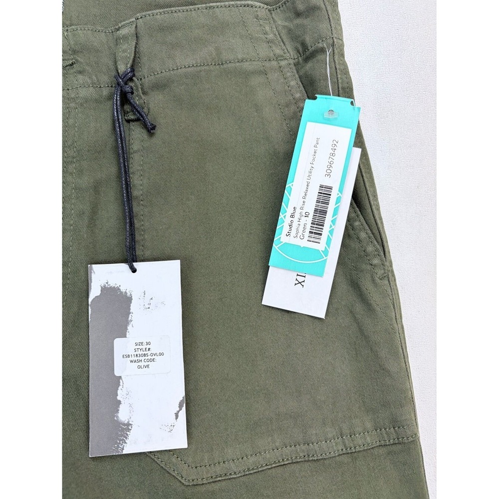 Studio Blue Sophia High Rise Relaxed Utility Pants Olive Green Womens 10 - Picture 6 of 12